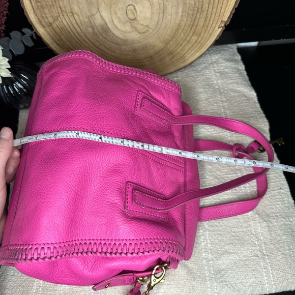 Fossil Emma Pink Satchel Purse with Gold Accents Crossbody Handbag - Picture 8 of 13